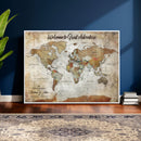 Personalized World Map Wall Art Canvas Print – Custom Push