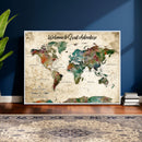 Grunge Personalized World Map Wall Art Canvas Print – Custom