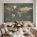 Personalized World Map Wall Art – Custom Framed Push Pin