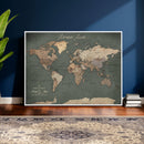 Personalized World Map Wall Art – Custom Framed Push Pin