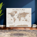 Personalized World Map Wall Art Canvas Print – Customizable