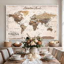 Custom Push Pin World Map Wall Art Canvas Print –