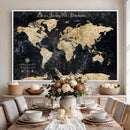 Custom Push Pin World Map Print – Personalized Canvas Wall