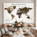 Personalized Push Pin World Map Canvas Print – Custom Framed