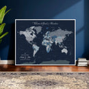 Framed Personalized World Map Custom Travel Memory Gift