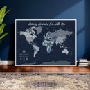 Framed Personalized World Map Custom Travel Memory Gift