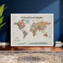 Custom Framed World Map Canvas Print – Personalized Push Pin