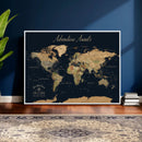 Personalized World Map Wall Art Print – Custom Push Pin
