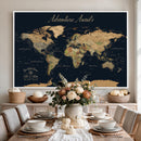 Personalized World Map Wall Art Print – Custom Push Pin