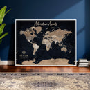 Personalized Blue World Map Canvas – Custom Framed Push Pin