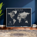 Personalized World Map Canvas – Custom Framed Push Pin