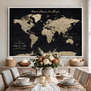Framed Custom World Map Canvas Print – Custom Push Pin