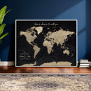 Framed Custom World Map Canvas Print – Custom Push Pin