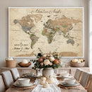 Custom Framed Push Pin Map Wall Art Canvas Print, Rustic