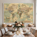 Personalized World Map Canvas – Custom Framed Push Pin