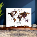 Personalized Vintage World Map Canvas – Custom Framed Push