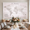 Personalized Vintage World Map Canvas Print – Custom Push