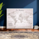 Personalized Vintage World Map Canvas Print – Custom Push