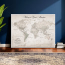 Personalized World Map Canvas Print – Custom Push Pin Travel