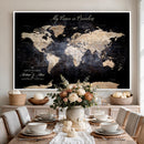 Personalize World Map Push Pin Wall Canvas Print –
