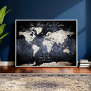 Custom Push Pin World Map Wall Canvas Print – Personalized