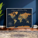Custom Push Pin World Map Wall Art Canvas Print – Personalized Travel Tracker with Pins Framed Large for Home and Office Decor