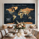 Personalized World Map Canvas – Custom Framed Push Pin