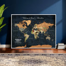 Personalized World Map Canvas – Custom Framed Push Pin