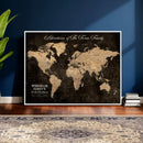 Personalized Push Pin World Map Canvas Print – Custom Framed