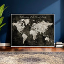 Personalized Push Pin World Map Canvas – Custom Framed