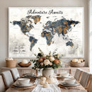 Custom Push Pin World Map Wall Art Canvas Print –
