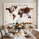 Personalized Push Pin World Map Canvas – Custom Framed