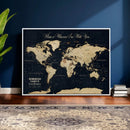 Personalized Push Pin World Map Canvas – Custom Framed