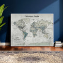 Personalized Push Pin World Map Canvas – Custom Framed