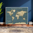 Personalized Push Pin World Map Canvas – Custom Framed