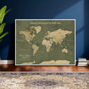 Personalized Push Pin World Map Canvas – Custom Framed