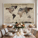 Customize Push Pin World Map Wall Art Canvas Print –