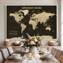 Custom Push Pin World Map Wall Art Canvas Print –