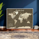 Personalized Framed World Map Wall Art Canvas – Custom Push