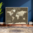 Personalized Framed World Map Wall Art Canvas – Custom Push