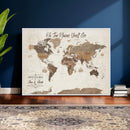 Personalized World Map Wall Art Canvas Print – Custom Push
