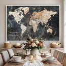 Personalized Framed World Map Wall Art Canvas – Custom Push