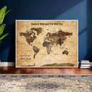 Large World Map Canvas Wall Art – Custom Framed Push Pin