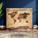 Custom Vintage World Map Canvas Wall Art – Custom Framed