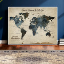Personalize World Map Canvas Wall Art – Custom Framed Push