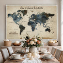 Personalize World Map Canvas Wall Art – Custom Framed Push