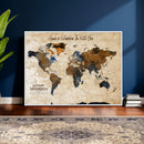 Vintage Custom World Map Canvas Wall Art – Custom Framed
