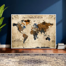 Personalized World Map Canvas Wall Art – Custom Framed Push
