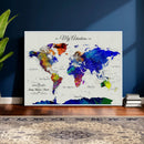 Detailed Custom World Map Print – Framed Custom Push Pin