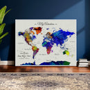 Detailed Custom World Map Print – Framed Custom Push Pin